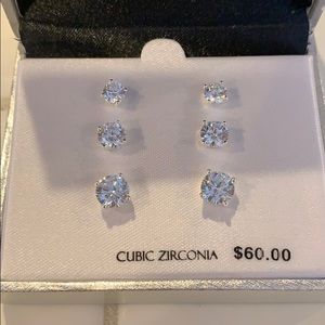 Cubic Zirconium 5, 6, and 7mm earrings